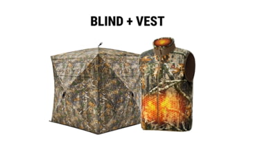 Image of Tidewe VisX/VisMax See Through Hunting Blind and ThermCore Mens Heated Double-Sided Polar Fleece Hunting Vest Bundle, BL001-CG-V3-TE-VTC003-TK2XL-TE