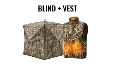 Image of Tidewe VisX/VisMax See Through Hunting Blind and ThermCore Mens Heated Double-Sided Polar Fleece Hunting Vest Bundle, BL001-CG-V2-TE-VTC003-TKS-TE