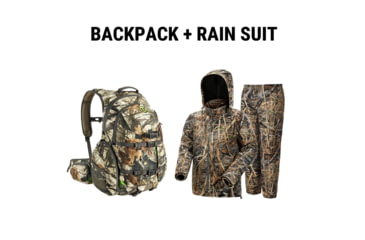 Image of Tidewe Waterproof Breathable Lightweight Rain Suit and Waterproof Camo Hunting Pack Bundle, HB001-NM-RS002-NEL-V2-TE