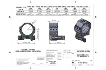 Image of Tier One Tactical Rings QD - 36mm Medium, Black, T1TAC36MQD