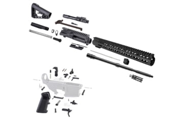 Image of Tiger Rock AR-15 Barrel BCG LPK and Rogers Stock, 5.56mm, 17in, 16in Barrel, M4, A2/Government, Carbine, 1x8 Twist, 1/2x28 Thread, 15in M-Lok Handguard, Brake, Nitride, Anodized, Black, RK15-FSSM15-RGS