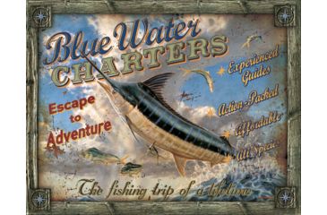 Image of Tin Signs Blue Water Charters Tin Sign, TSN1871