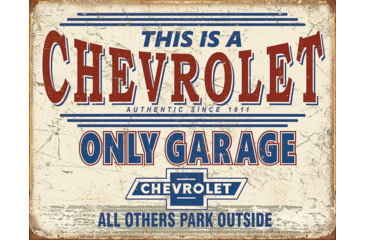 Image of Tin Signs Chevy Only Garage, 12.5in X 16in, Reproduced From Authentic, Vintage Advertising, 2200