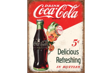 Image of Tin Signs Coke Boy 5 Cents, 16in X 12.5in Reproduced From Authentic, Vintage Advertising, 2168