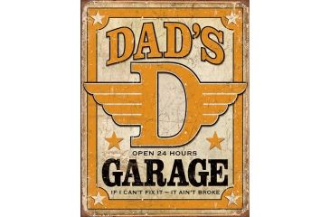 Image of Tin Signs Dad's Garage Open 24 Hours Tin Sign, TSN1894