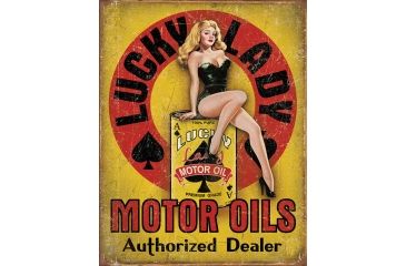 Image of Tin Signs Lucky Lady Motor Oils Tin Sign, TSN1998
