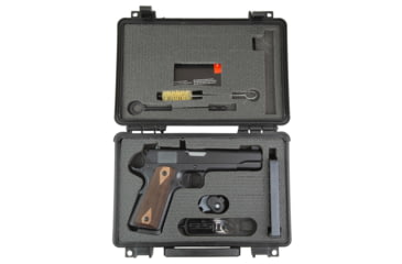 Image of Tisas USA 1911A1 Stakeout, Single Action Only, Semi-automatic, Metal Frame Pistol, Full Size, 45ACP, 5 in Barrel, Tenifer QPQ Finish, Black, Checkered Wood Grips, Brass Bead Front Sight, Round Hammer, 8 Rounds, 2 Magazines, 10100516