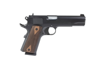 Image of Tisas USA 1911A1 Stakeout, Single Action Only, Semi-automatic, Metal Frame Pistol, Full Size, 45ACP, 5 in Barrel, Tenifer QPQ Finish, Black, Checkered Wood Grips, Brass Bead Front Sight, Round Hammer, 8 Rounds, 2 Magazines, 10100516