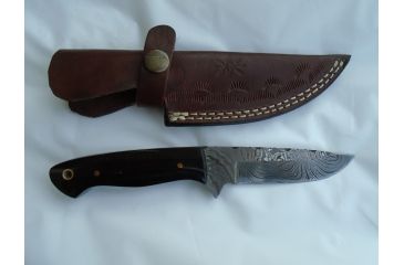Image of Titan 15N20/1095 Damascus Steel Fixed Knife, TD-004, Bull Horn Handle, 4in. Blade, 7.6in. Overall TDK-4