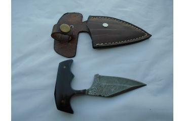 Image of Titan 15N20/1095 Damascus Steel Fixed Knife, TD-008, Bull Horn Handle, 3in. Blade TDK-8