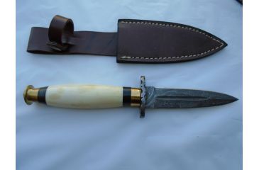 Image of Titan 15N20/1095 Damascus Steel Fixed Knife, TD-012, Camel Bone, Bolster Brass Handle, 5in. Blade TDK-12