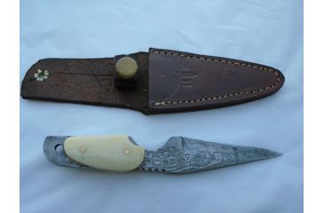 Image of Titan 15N20/1095 Damascus Steel Fixed Knife, TD-035, Camel Bone Handle, 3in. Blade TDK-35