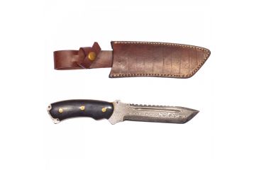 Image of Titan 15N20/1095 Damascus Steel Fixed Knife, TD-039, Bull Horn Handle, 6in. Blade TDK-39