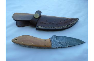 Image of Titan 15N20/1095 Damascus Steel Fixed Knife, TD-044, Olive Wood Handle, 4in. Blade TDK-44