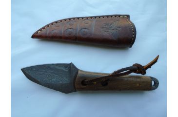 Image of Titan 15N20/1095 Damascus Steel Fixed Knife, TD-046, Walnut Wood Handle, 2in. Blade TDK-46