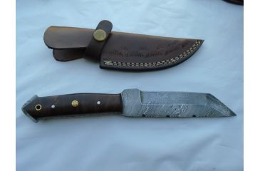 Image of Titan 15N20/1095 Damascus Steel Fixed Knife, TD-049, Walnut Wood Handle, 5.6in. Blade TDK-49