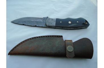Image of Titan 15N20/1095 Damascus Steel Fixed Knife, TD-053, Bull Horn Handle, 4.2in. Blade TDK-53