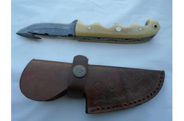 Image of Titan 15N20/1095 Damascus Steel Fixed Knife, TD-055, Camel Bone Handle, 3.2in. Blade TDK-55