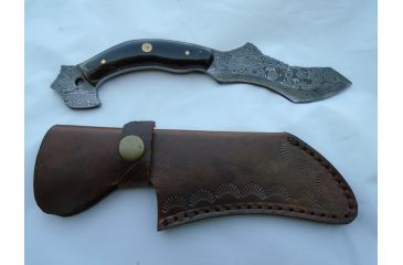 Image of Titan 15N20/1095 Damascus Steel Fixed Knife, TD-056, Bull Horn Handle, 4in. Blade, 8.2in. Overall TDK-56