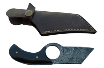 Image of Titan Damascus Steel Fixed Bull Horn Handle 6in Knife TD-031, TDK-31