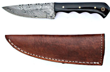 Image of Titan Damascus Steel Fixed Knife 8in Bull Horn Skinny Handle TD-028, TDK-28
