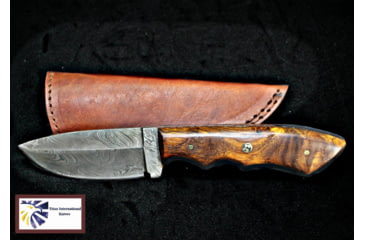 Image of Titan Hand Forged Knife, Damascus Knife, Drop-Style Blade, Black Walnut Scales Hunting Knife by Titan TD-181, 4.3in, TDK-181