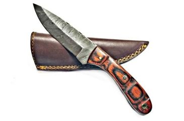 Image of Titan Hand Forged Knife, Damascus Knife, Drop-Style Blade, Rosewood Scales Hunting Knife by Titan TD-180, 4.3in TD-180