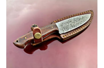 Image of Titan International Knives Damascus 10in Custom Handmade Forged Damascus Steel Hunting Bowie Knife Fixed Blade Diamond Wood Handle w/ Leather Sheath, 8 inch, TDK-226