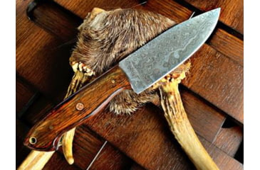 Image of Titan International Knives Damascus 10in Custom Handmade Forged Damascus Steel Hunting Bowie Knife Fixed Blade Diamond Wood Handle w/ Leather Sheath, 8 inch, TDK-226