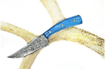 Image of Titan International Knives Damascus Blue Older Timer Design Fixed Blade Skinning Knife, 8 inch, TDK-214