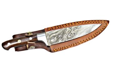 Image of Titan International Knives Damascus Kitchen Knife, 8 1/2in Blade, Walnut Wood and Copper Bolster Handle, 12in Overall, TDK-211