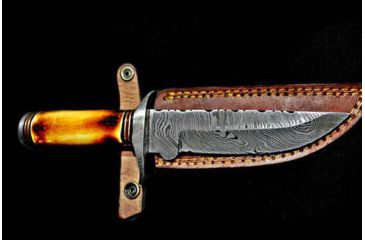Image of Titan International Knives Damascus Knife / Titan / Camp / Hunting Knife - Burnt Bone Handle, 5.5in Blade, 10in Overall TD-206