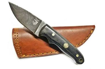 Image of Titan International Knives Damascus Steel Drop Point Knife, Mini Everyday Carry - Micarta Grip, 3.1in Blade, Micarta Handle, 6in TD-202