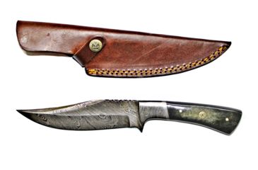 Image of Titan International Knives Hand Forged Damascus Knife, Hunting Knife, 6in Blade, Damascus bolster, Camel Bone Handle, 10.5in TD-193
