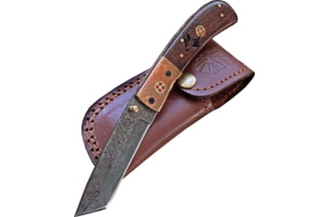 Image of USED Titan International Knives TF-012 Fixed Blade Knives, 4.2in, High Carbon Damascus Steel, Tanto, Engraved Walnut Handle, TF-012, EDEMO1, Used, Condition Fair, Missing Item