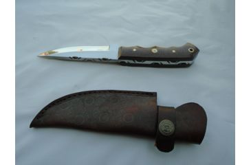 Image of Titan J2 Japanese Steel Fixed Knife, TJ-016, Micarta Brown 4-Finger Grip Handle, 3.2in. Blade TJK-16