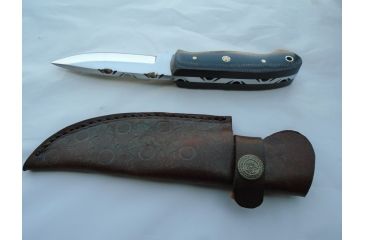 Image of Titan J2 Japanese Steel Fixed Knife, TJ-018, Micarta Blue 3-Finger Grip Handle, 3.2in. Blade TJK-18
