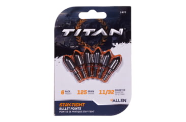 Image of Titan Stay Tight Bullet Point, 6 Pack, 125 Grain, Black, 11/32in, 1472