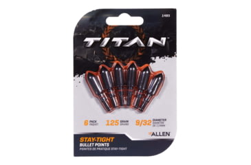 Image of Titan Stay Tight Bullet Point, 6 Pack, 125 Grain, Black, 9/32in, 1485