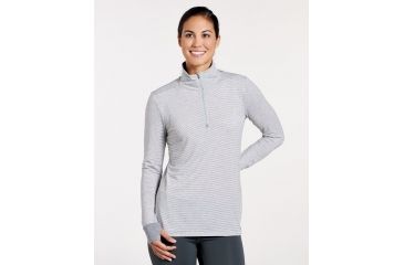 Image of Toad&amp;Co Debug Swifty Womens Quarter Zip Top, Egret Stripe, Medium, T1241714-026-M