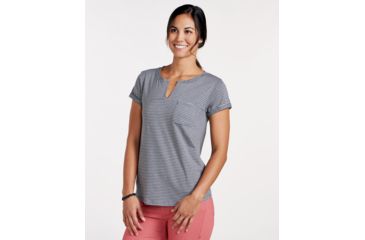 Image of Toad&amp;Co Sambasta Women's Short Sleeve Tee, Smoke Lean Stripe, Large T1002802-015-L