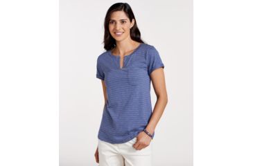 Image of Toad&amp;Co Sambasta Women's Short Sleeve Tee, Blueberry Stripe, Medium, T1002802-429-M
