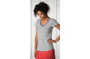Image of Toad&amp;Co Slubstripe Short Sleeve Vee Tee - Womens-Storm Stripe-Large htd0125-Storm Stripe-Large