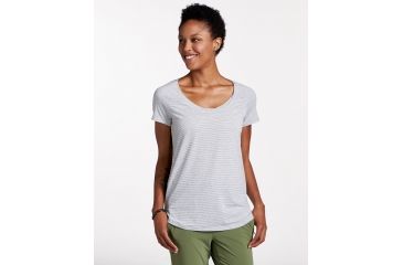 Image of Toad&amp;Co Swifty Women's Scoop Neck Tee, Egret Stripe, Large T1002801-026-L