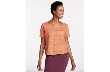 Image of Toad&amp;Co Tissue Crop Womens Short Sleeve Tee, Papaya Geo Seed Print, Large T1002803-605-L