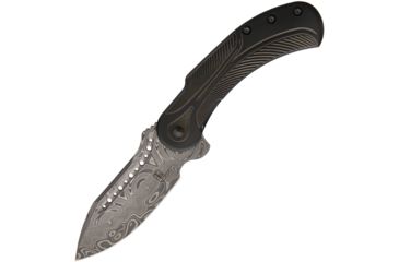 Image of Todd Begg Steelcraft Field Marshall Folding Knife,Damascus Finish Blade, Black Handle TBFM216