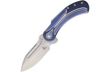Image of Todd Begg Steelcraft Field Marshall Folding Knife,Satin Blade,Blue/Silver Handle TBFM233