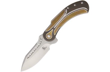 Image of Todd Begg Steelcraft Field Marshall Folding Knife,Satin Blade,Brown/Gold Handle TBFM243