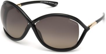 Image of Tom Ford FT0009 Sunglasses - Shiny Black Frame Color, Smoke Polarized Lens Color