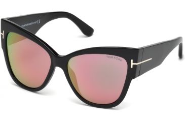 Image of Tom Ford FT0371 Sunglasses - Shiny Black Frame Color, Gradient Or Mirror Violet Lens Color